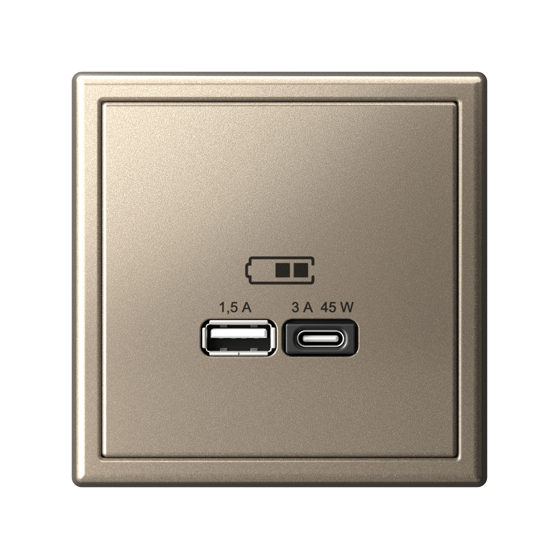 ARTGALLERY USB розетка A + тип-C 45Вт высокоскор.заряд. QC, PD, механизм, шампань Systeme Electric GAL000529