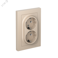 ATLASDESIGN РОЗЕТКА двойная с заземлением, 16А, в сборе, ПЕСОЧНЫЙ Systeme Electric ATN001224