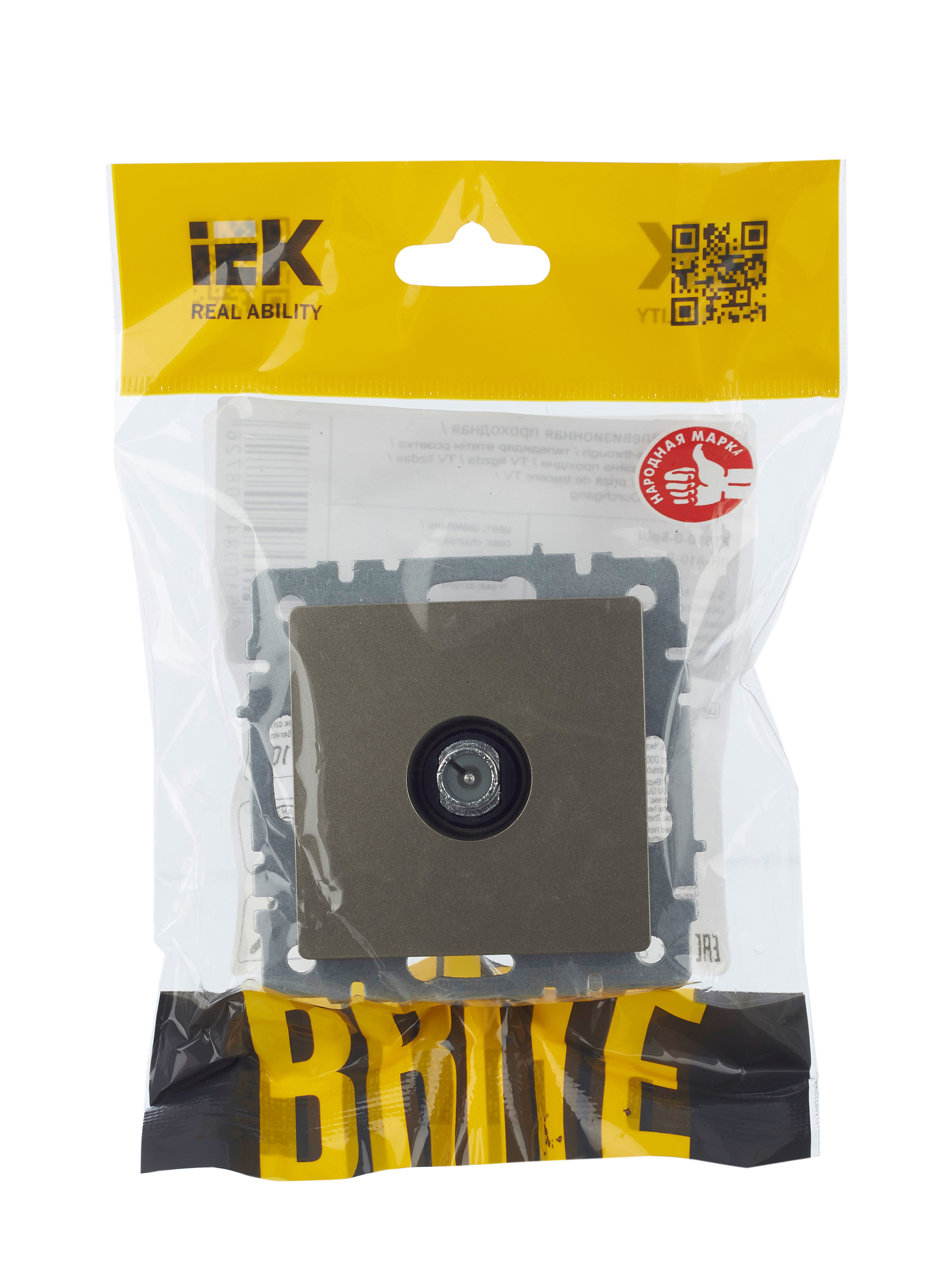 BRITE Розетка TV проходная РТВ10-0-БрШ шампань IEK BR-A10-P-K37
