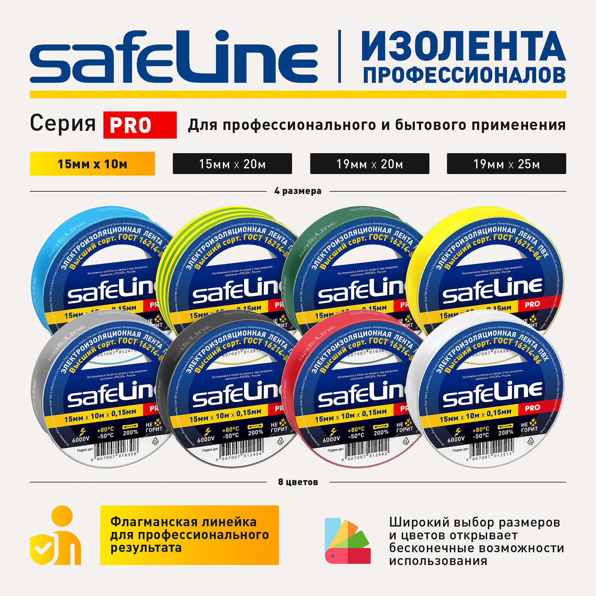Изолента Safeline 15/10 серо-стальной SafeLine 12121