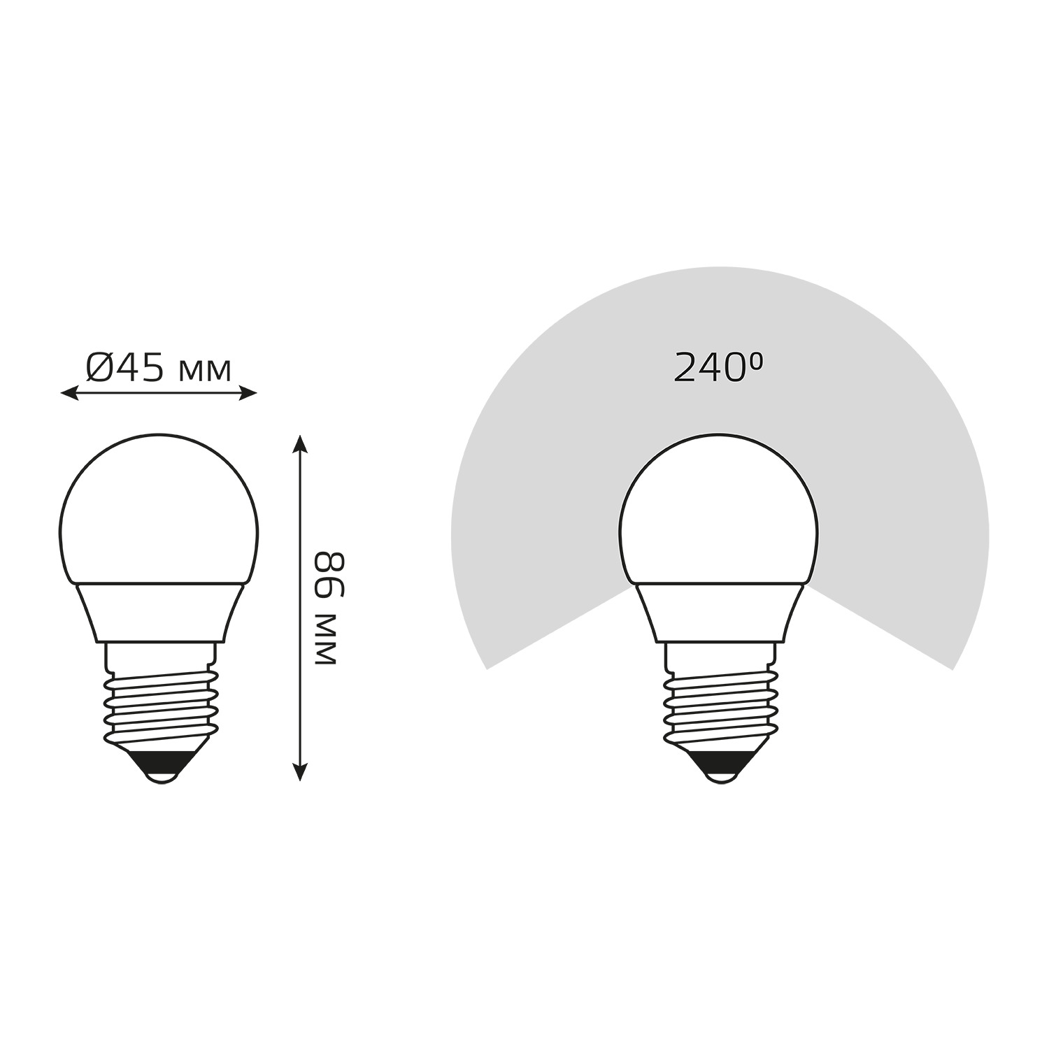 Лампа светодиодная LED 12 Вт 920 лм 4100К шар P45 нейтральный E27 AC 220В Elementary Gauss GAUSS 53222