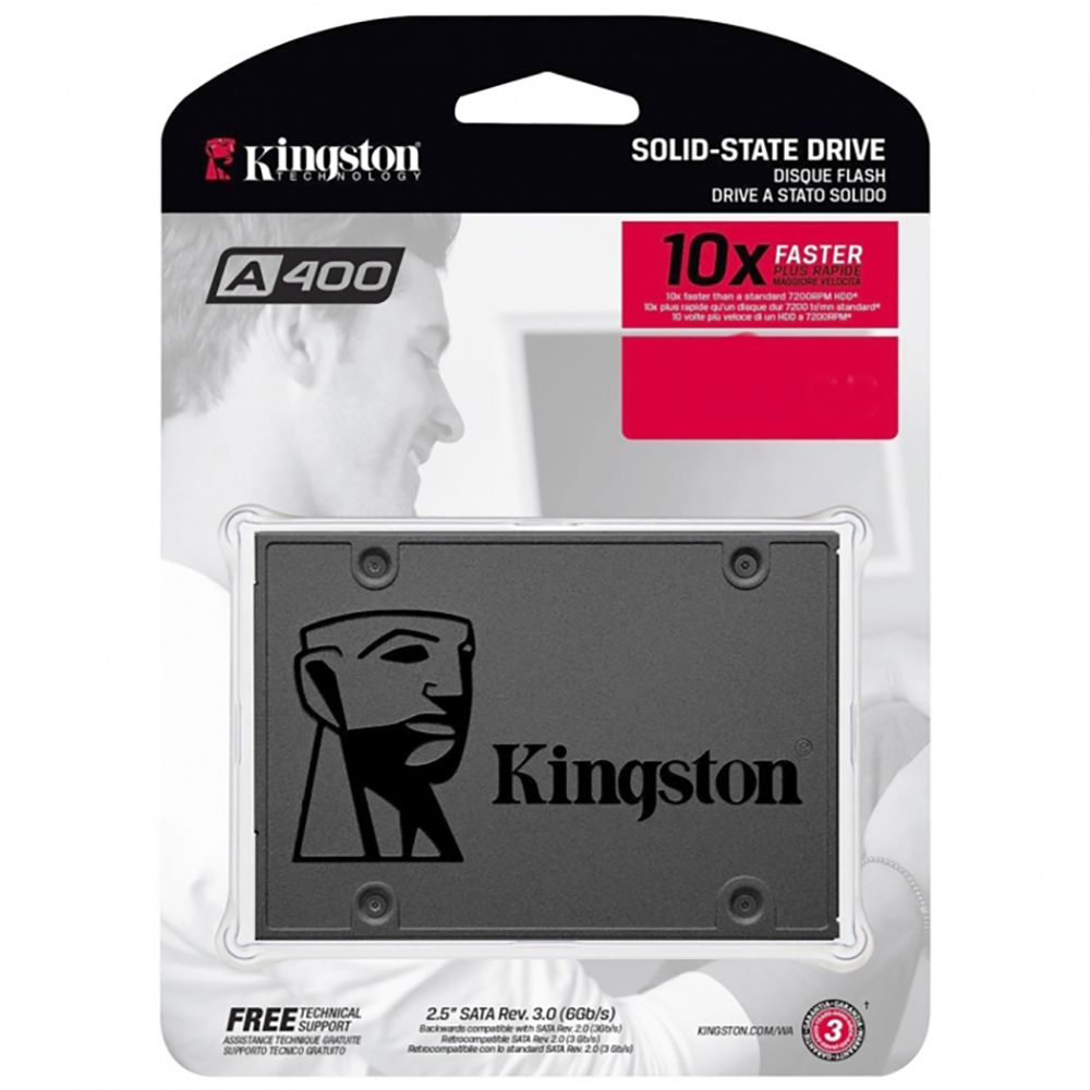 Накопитель SSD 2.5'' 240GB A400, SATA III, 3D NAND TLC, 500/350 Мб/с Kingston SA400S37/240G 52490