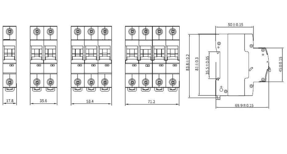 Выключатель автоматический однополюсный 50А C MD63S-1PC50 4,5кА DKC
