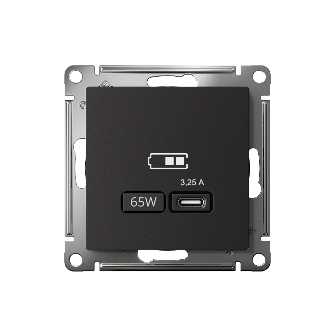 ATLASDESIGN USB РОЗЕТКА тип-C 65W высокоскор.заряд. QC, PD, механизм, КАРБОН Systeme Electric ATN001027