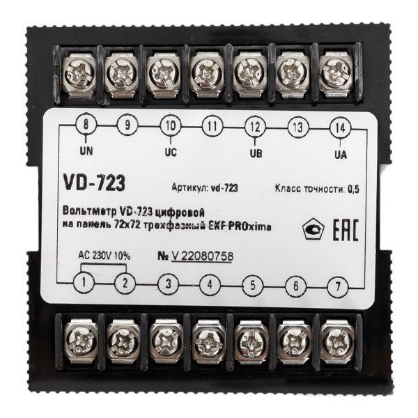Вольтметр цифровой VD-723 на панель (72х72) трехфазный PROxima EKF vd-723