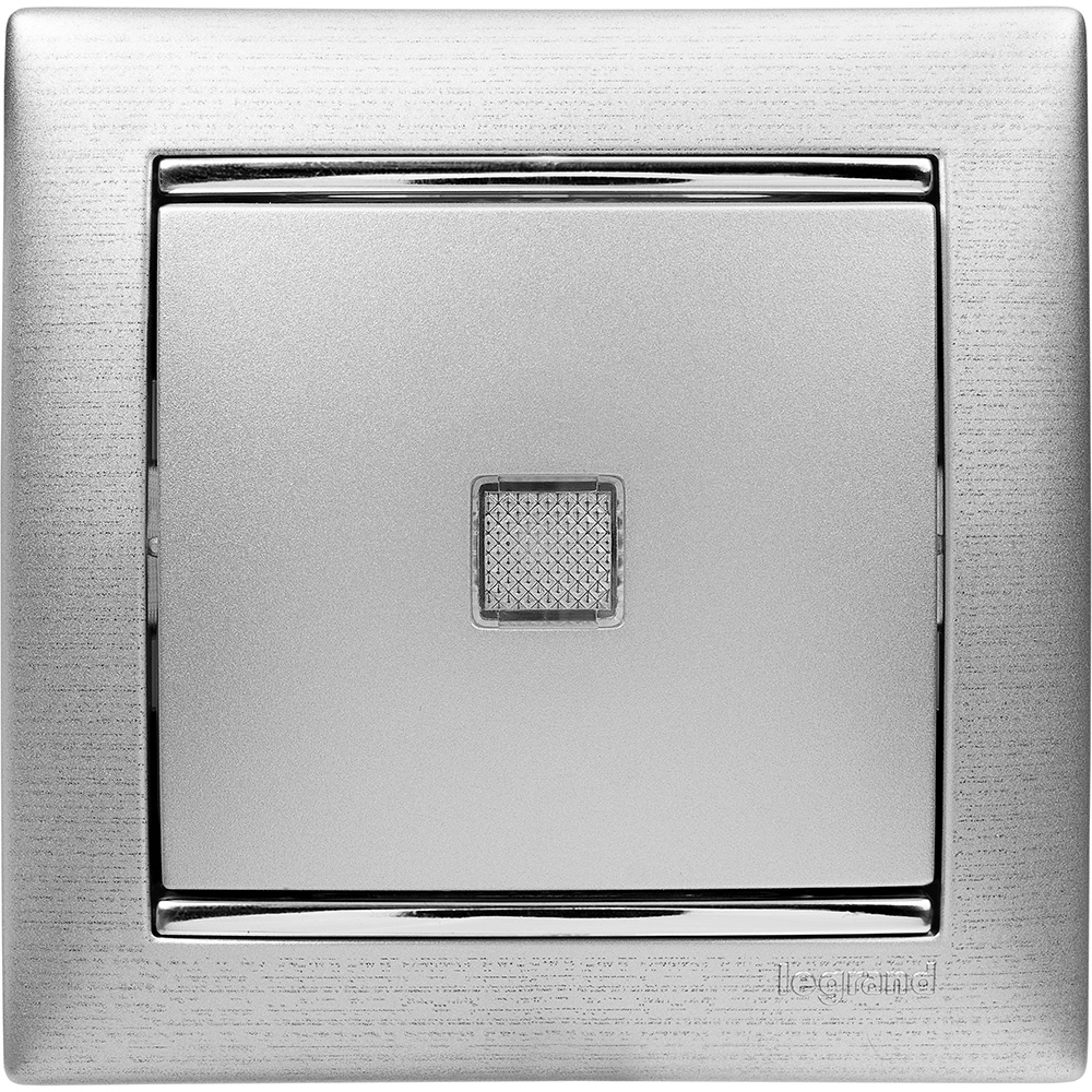 Выключатель одноклавишный, с подсветкой, в рамку, алюминий Legrand/Daccord 770110