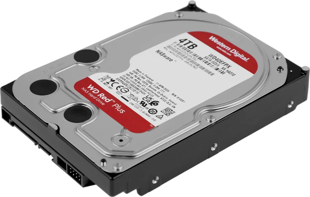 Жесткий диск 3.5'' 4 ТБ Red Plus, SATAIII, 5400 об/мин, 256 МБ Western Digital WD40EFPX 143300