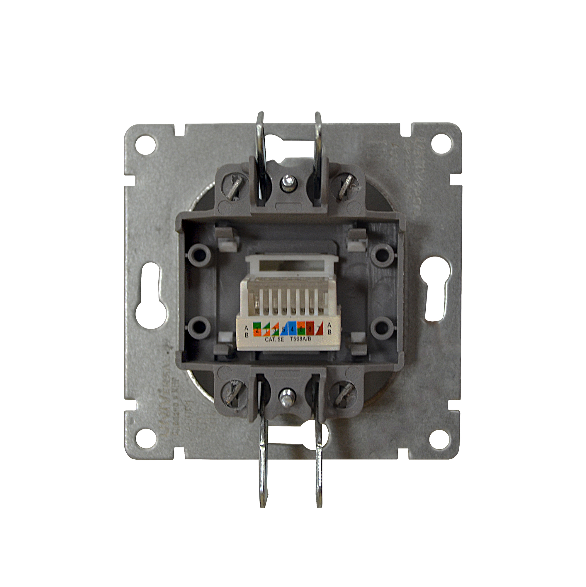 Розетка компьютерная одноместная серия Афина, с/у, 1А, RJ45, серебро (еврослот) UNIVersal A0051-S
