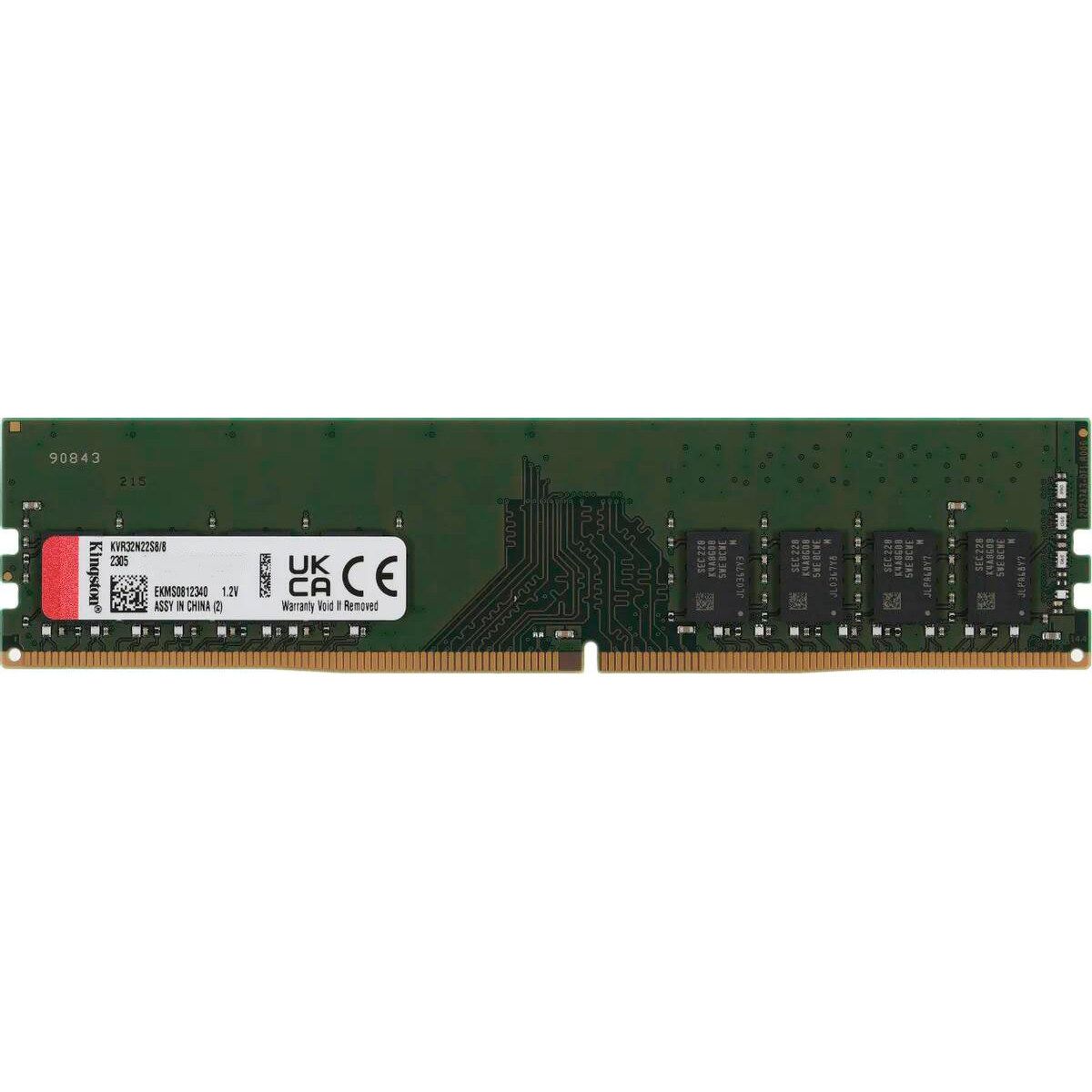 Модуль памяти 8GB Value, DIMM DDR4, 3200 МГц, 25600 Мб/с Kingston KVR32N22S8/8 63214