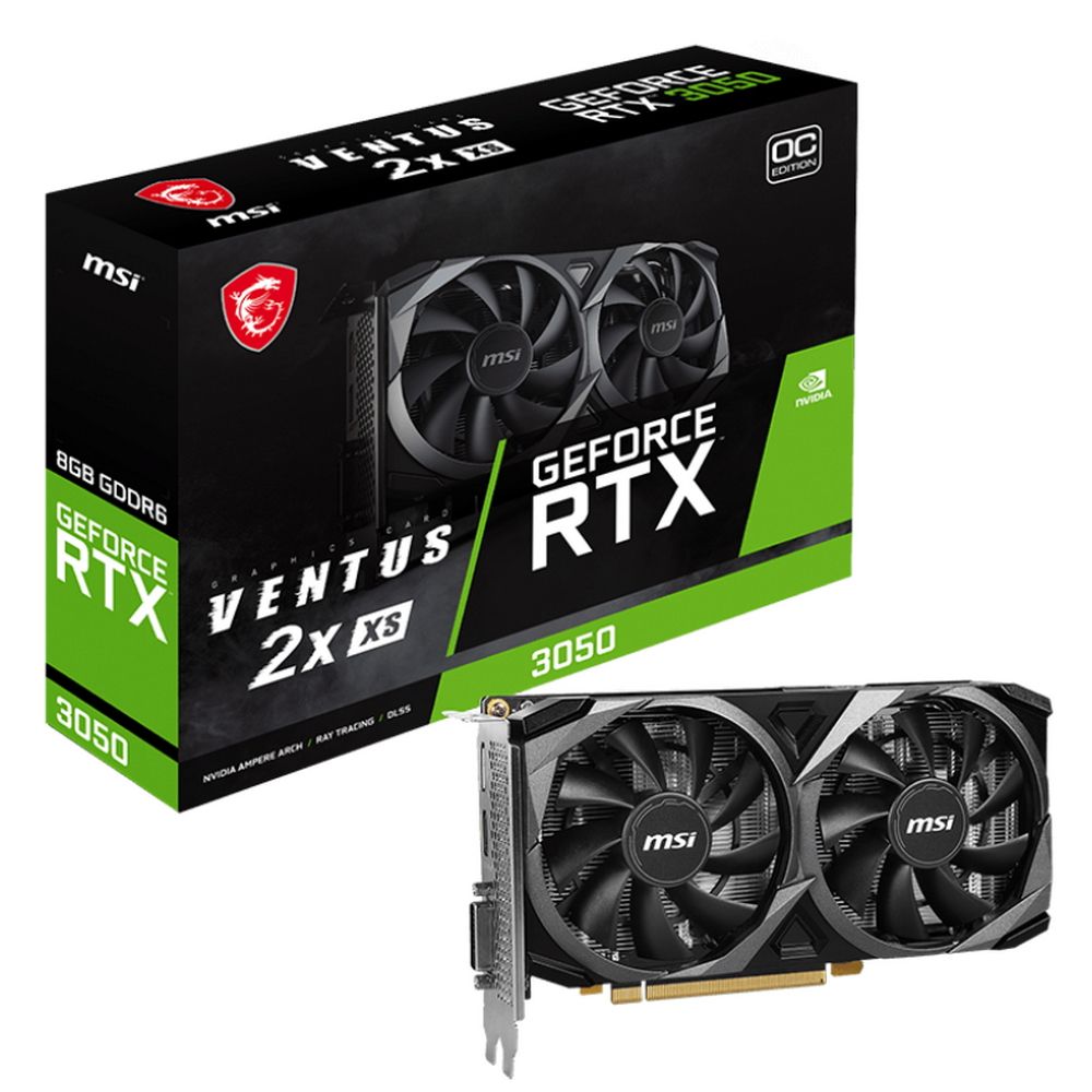 Видеокарта RTX3050 VENTUS 2X XS OC, NVIDIA GeForce GA106, 8 ГБ GDDR6, PCI-Express 4.0 MSI RTX 3050 VENTUS 2X XS 8G OC 128228