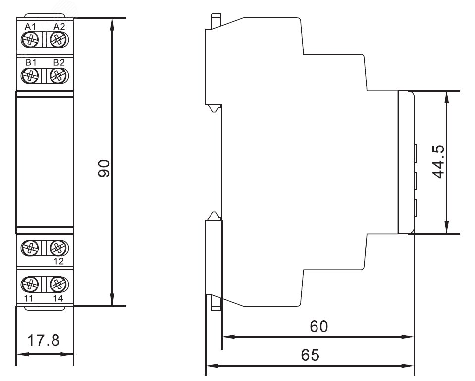 Реле контроля тока, 0.5-5А, конфигурация контакта 1CO, 24-240 AC/DC DKC DRC-C5-1-240
