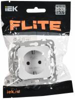 FLITE Розетка с заземлением без защитных шторок безвинтовое крепление 16А РС11-1-ФлБ белый IEK FI-R11-16-1-K01