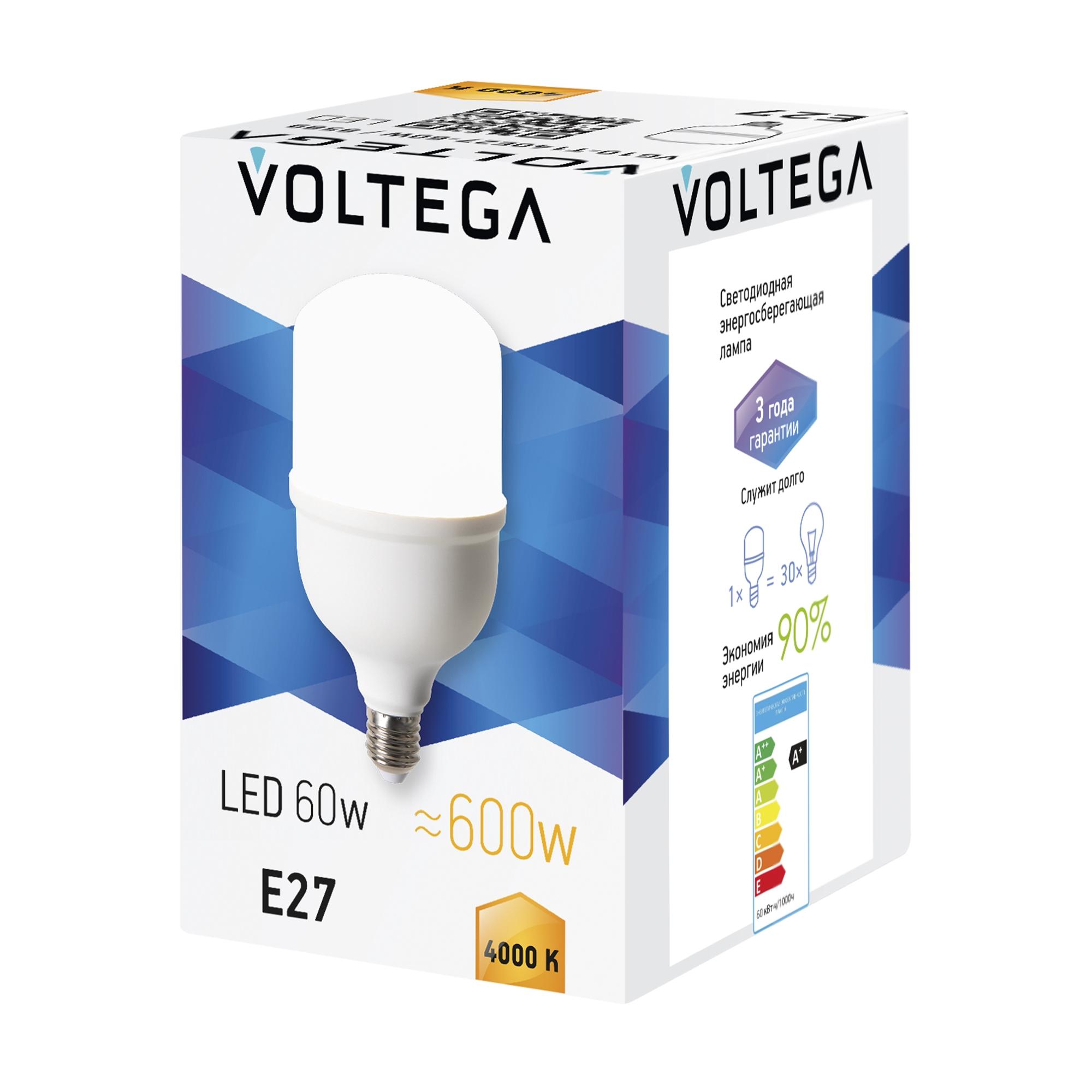 Лампа светодиодная Т140 60Вт 4000К E27 IP20 Voltega 8589 VG10-T140E27-60W