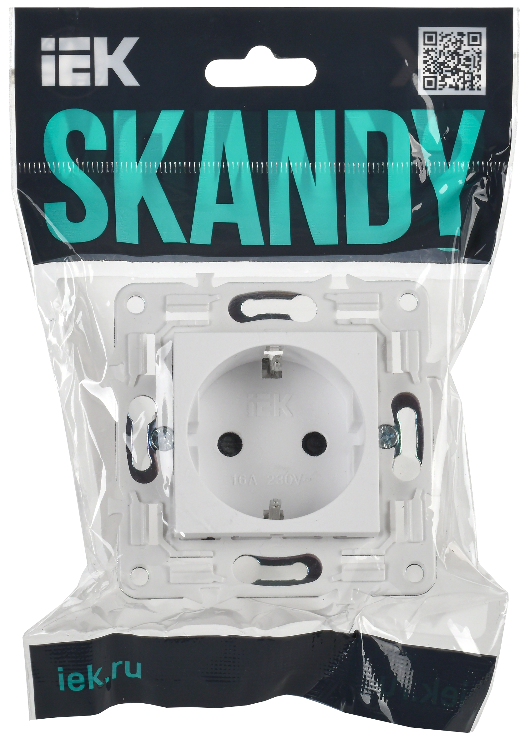 SKANDY Розетка с заземлением без защитных шторок 16А SK-R05W арктический белый IEK SK-R11-16-K01