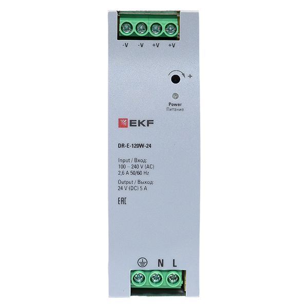 Блок питания на дин рейку 120 вт, 220 В AC /24 В DC EKF DR-E-120W-24