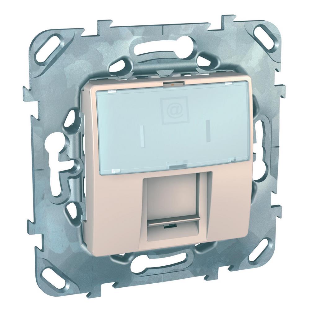 UNICA Розетка компьютерная 1хRJ45 в рамку категория 5е бежевая Schneider Electric MGU5.421.25ZD