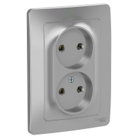 BLANCA скрытой установки розетка двойная без заземления без шторок, 16А, 250В, алюминий Systeme Electric BLNRS000023