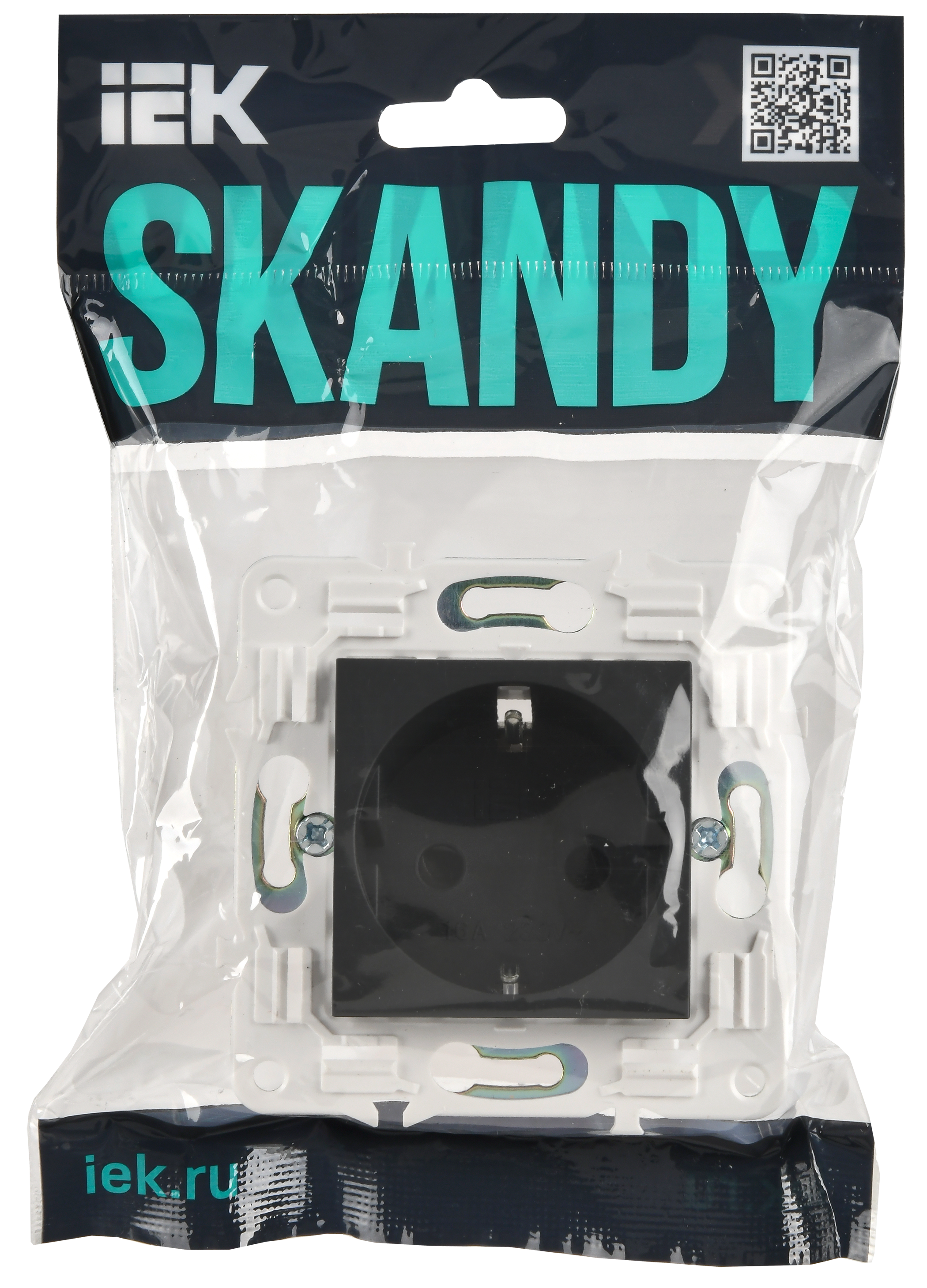 SKANDY Розетка с заземлением с защитными шторками 16А SK-R04G графит IEK SK-R14-16-K53