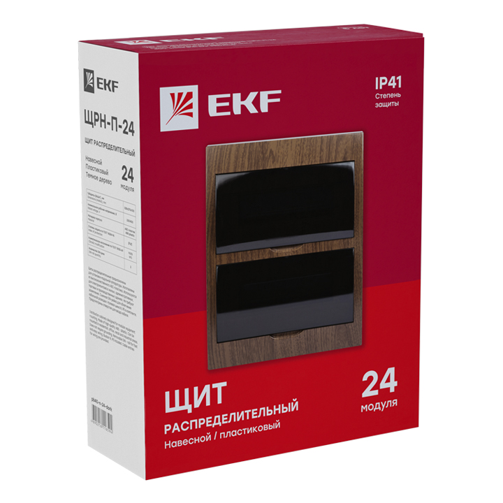 Щит распределительный навесной ЩРН-П-24 темное дерево IP41 PROxima EKF pb40-n-24-dark