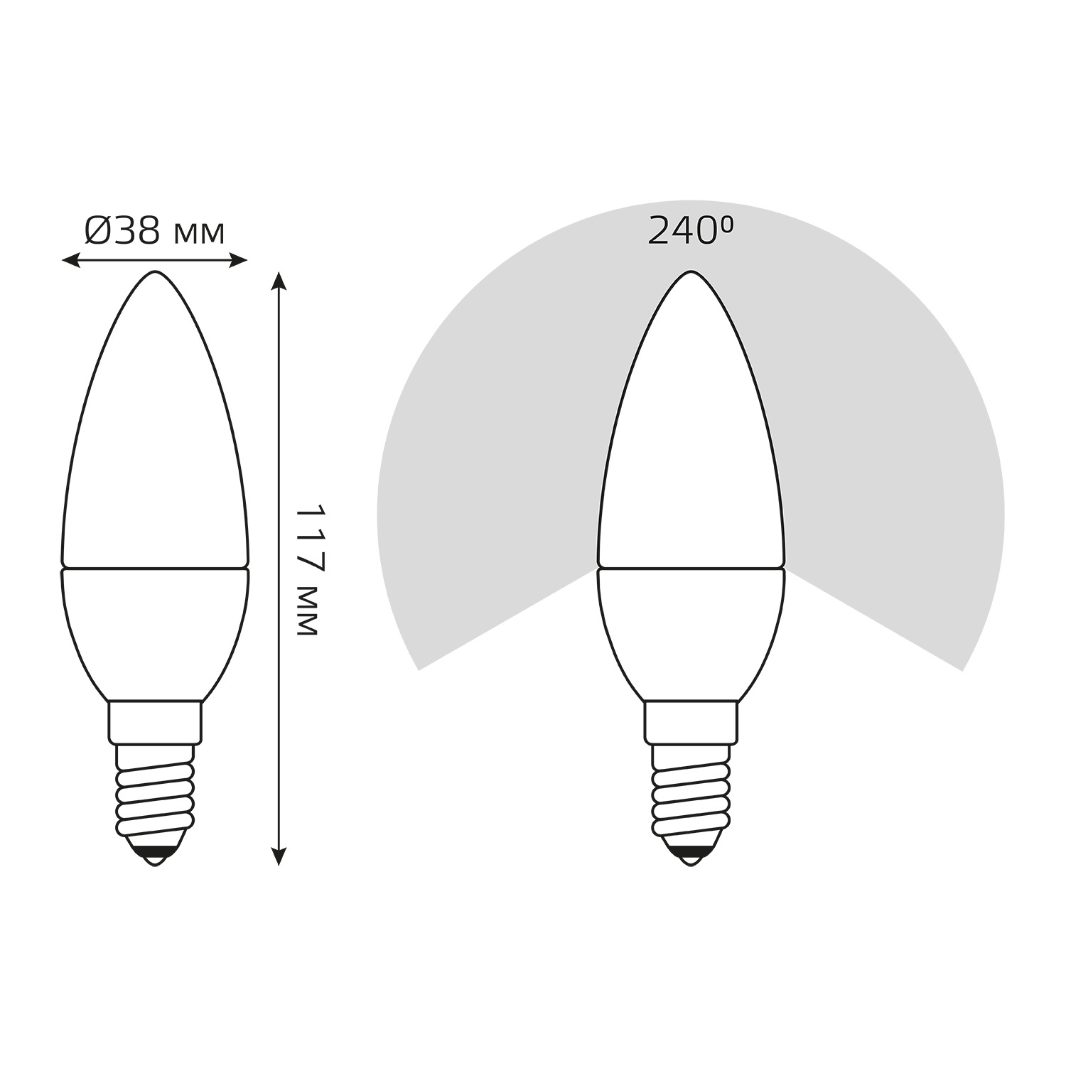 Лампа светодиодная LED 7 Вт 590 лм 4100К свеча нейтральный E14 AC 220В диммируемая Black GAUSS 103101207-D
