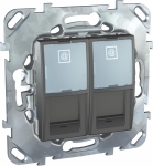 UNICAtop Розетка компьютерная 2хRJ45 в рамку графит Schneider Electric MGU5.2020.12ZD