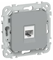 FLITE Розетка компьютерная RJ45 категория 5Е UTP РК5е-1-0-ФлС серый IEK FI-K12-1-K03
