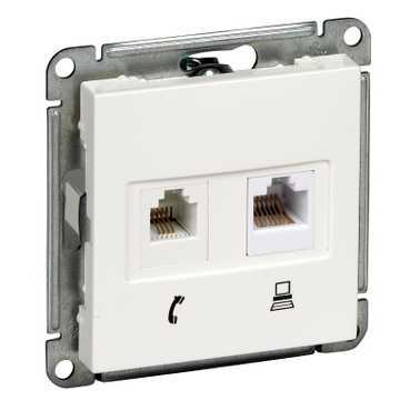 W59 Розетка телефон/компьютер в рамку категория 5 белая Systeme Electric RSI-251TK5E-1-86