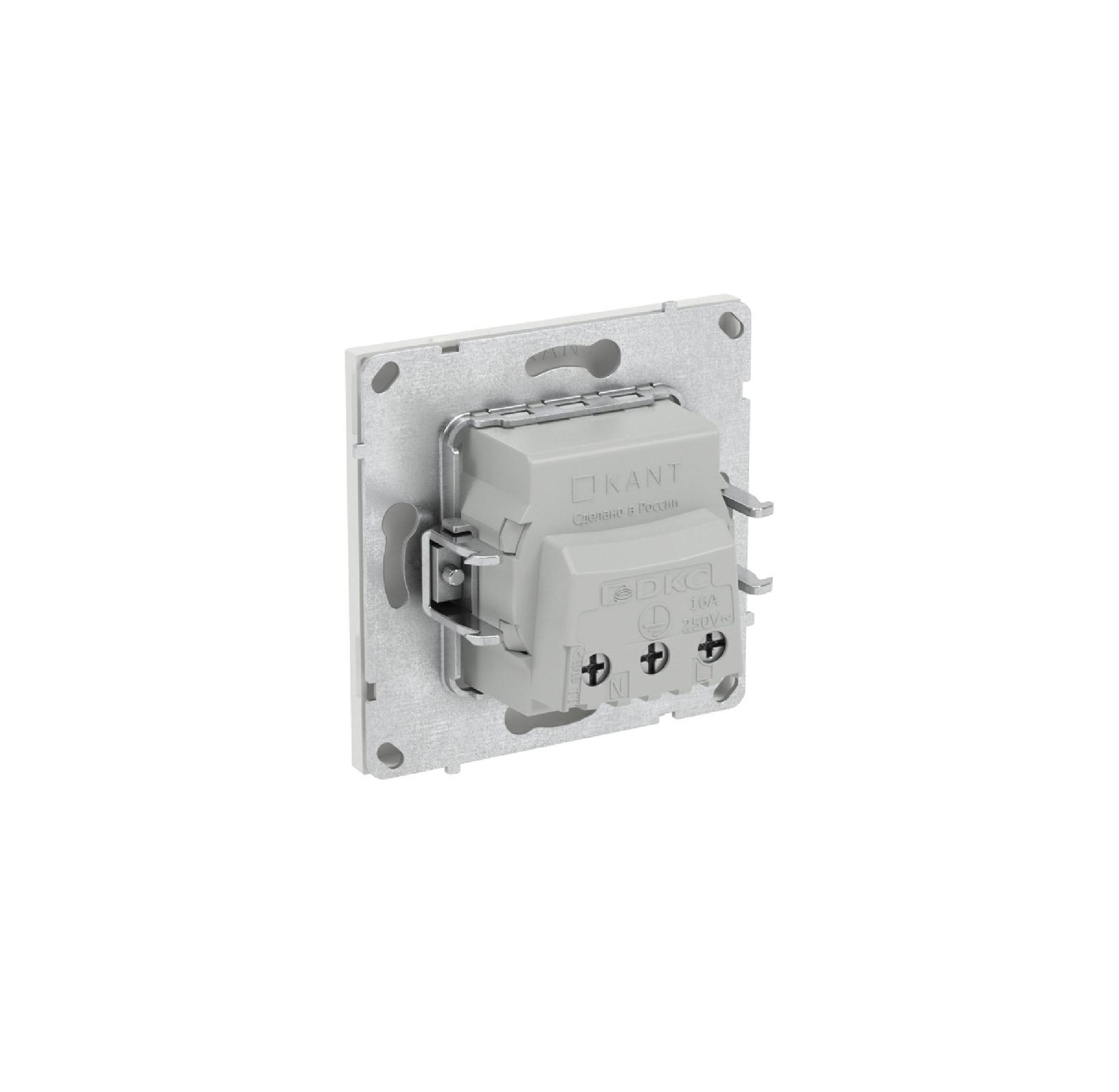 Розетка силовая, 2P+E, с з/ш, KANT, белый песок DKC 7010003