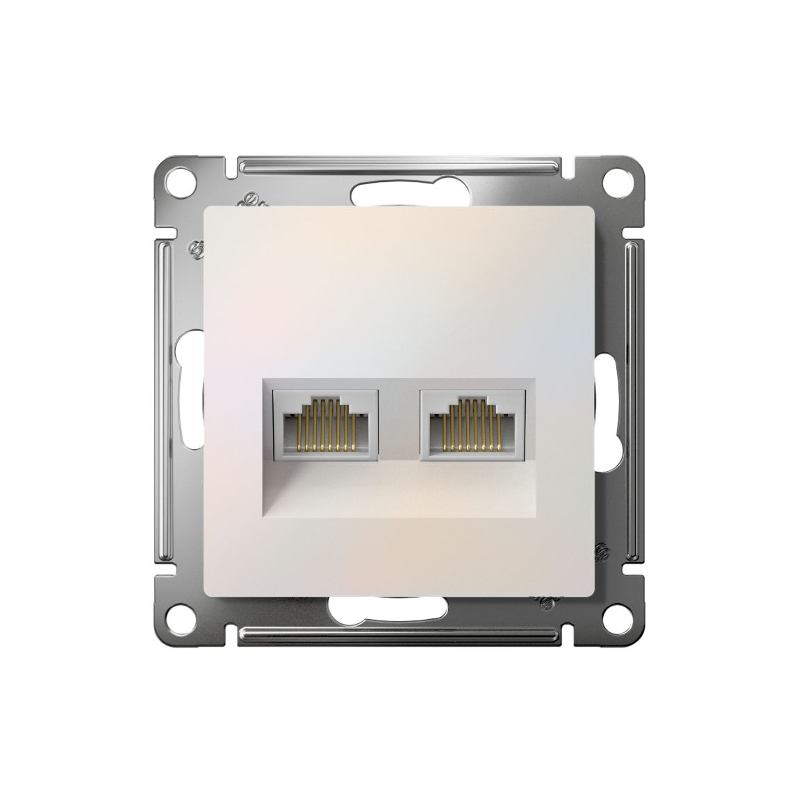 Розетка ATLASDESIGN двойная компьютерная RJ45+RJ45 категория 5E механизм жемчуг Systeme Electric ATN000485