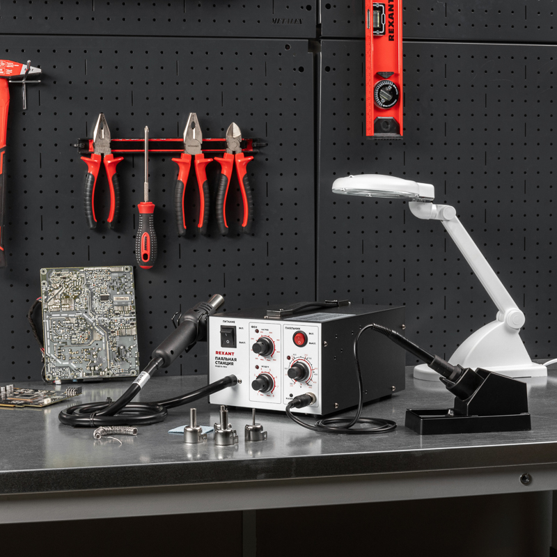 Станция паяльная, 2 в 1: паяльник+термофен REXANT 12-0723
