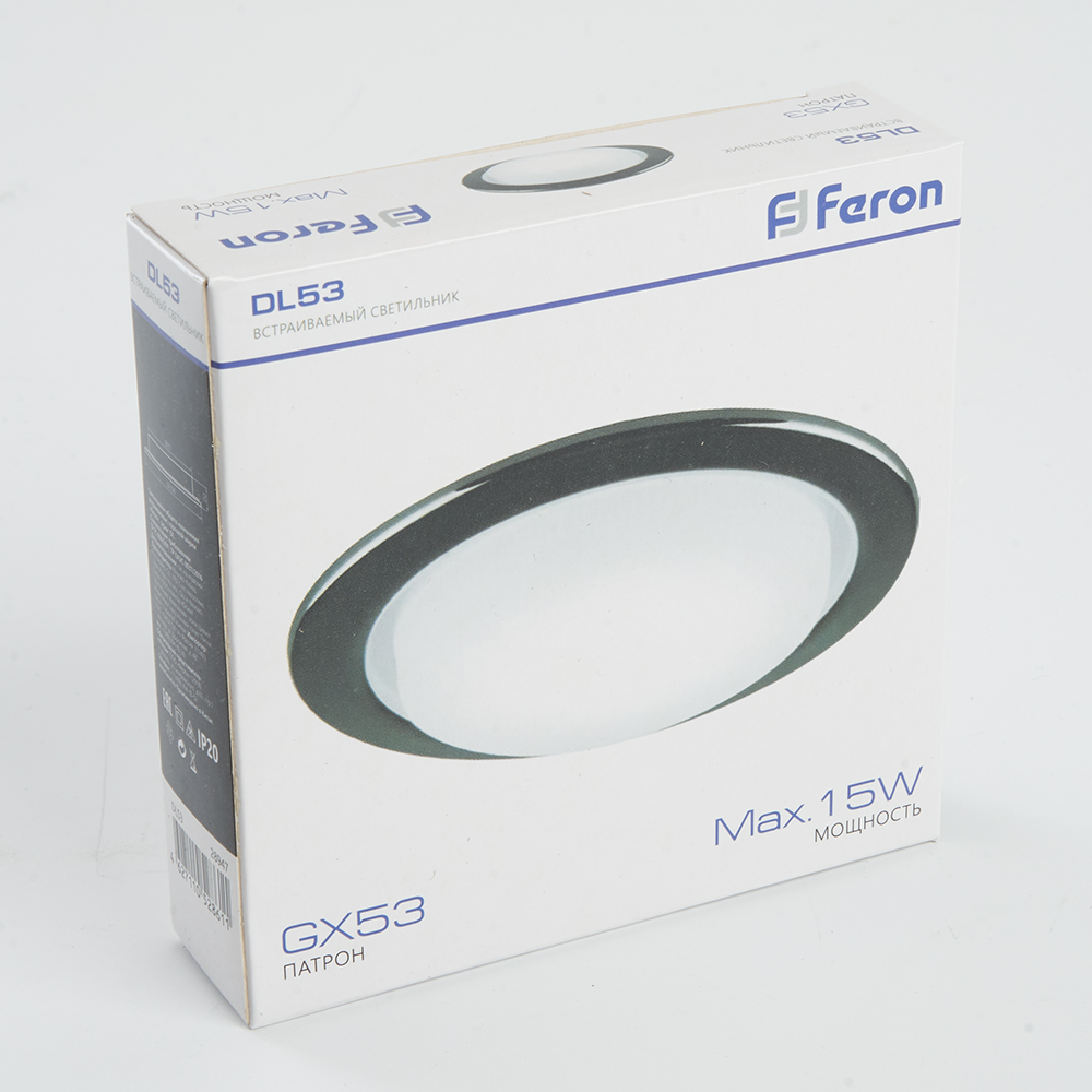 Светильник ДВО-15w GX53 без лампы черный хром FERON DL53 чер.хр. 28947
