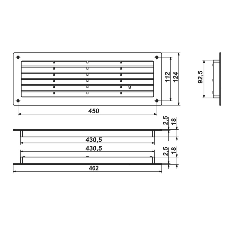 Решетка вентиляционная вытяжная 45/2 w/n ZERNBERG 10226891 00-022689  