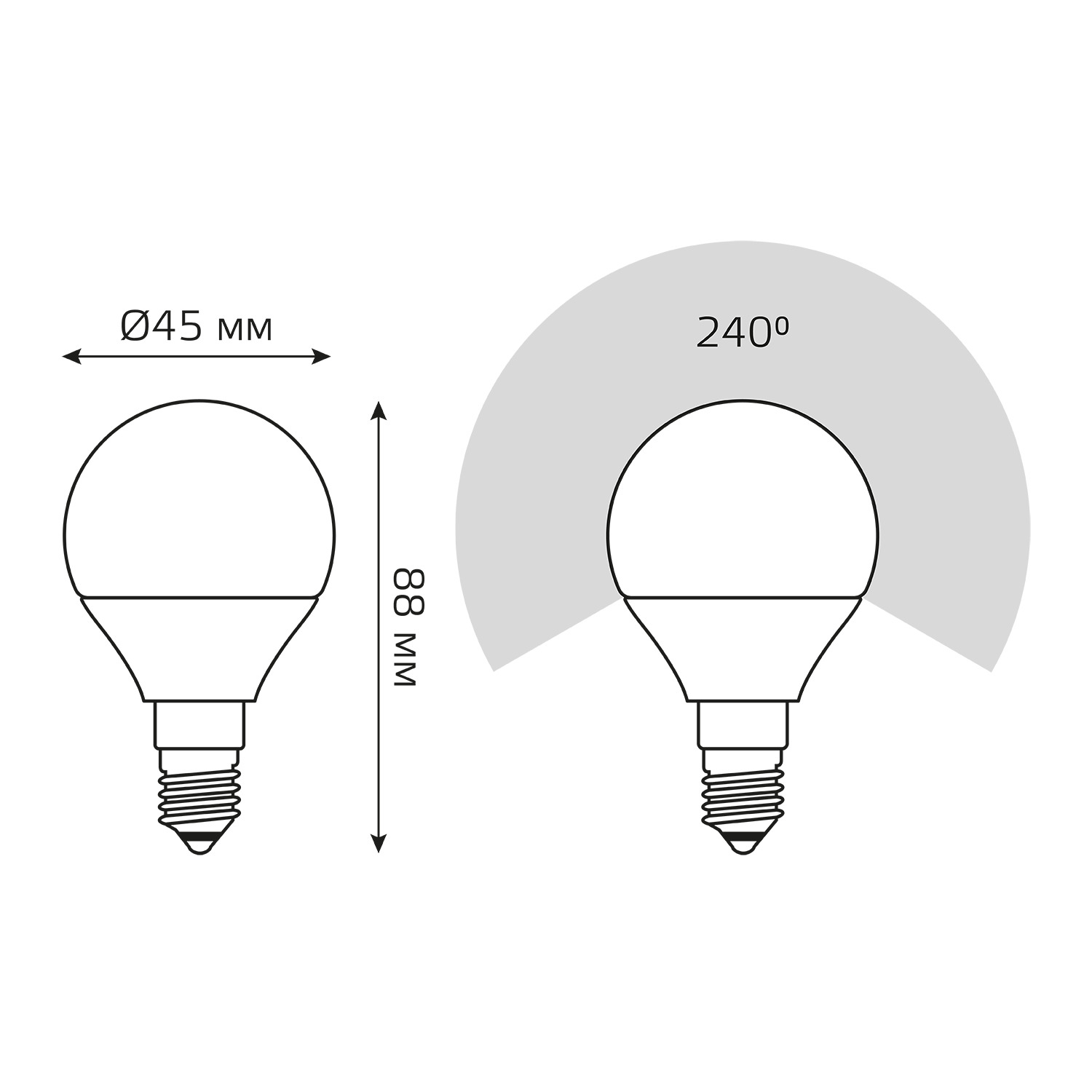 Лампа светодиодная LED 12 Вт 920 лм 4100К AC180-240В E14 шар P45 нейтральный  Elementary Gauss GAUSS 53122
