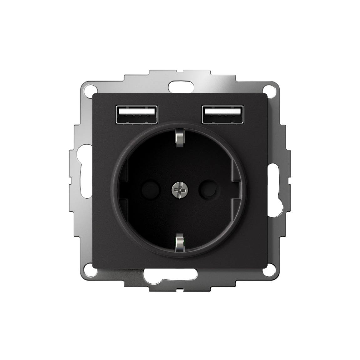 Розетка ATLASDESIGN 16А+USB  A+A, механизм, КАРБОН Systeme Electric ATN001030