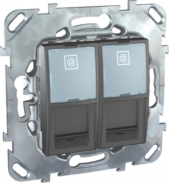 UNICAtop Розетка компьютерная 2хRJ45 в рамку графит Schneider Electric MGU5.2020.12ZD