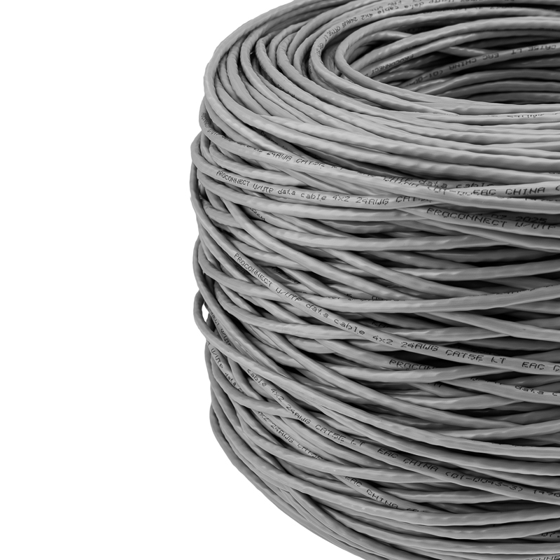 Витая пара PROconnect U/UTP 4PR 24AWG CCA CAT5e PVC серый бухта 305м REXANT 01-0043-3