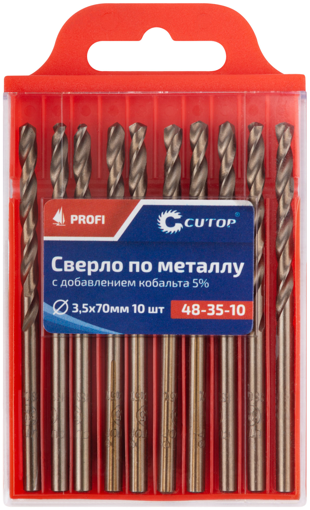 Сверло по металлу Cutop Profi с кобальтом 5%, 3.5X70 мм (10 шт) CUTOP 48-35-10