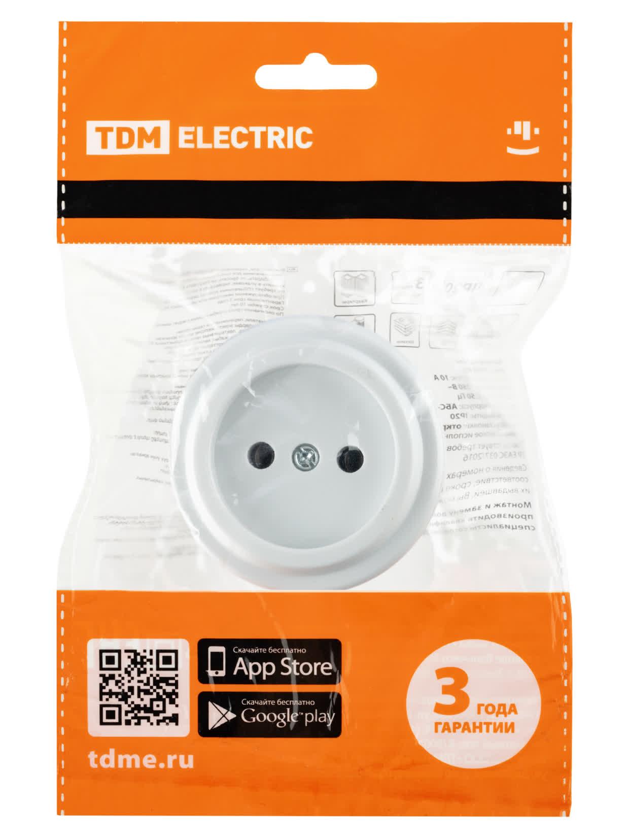 Розетка 2П 10А 250В белая «Виви» TDM TDM ELECTRIC SQ1820-1011