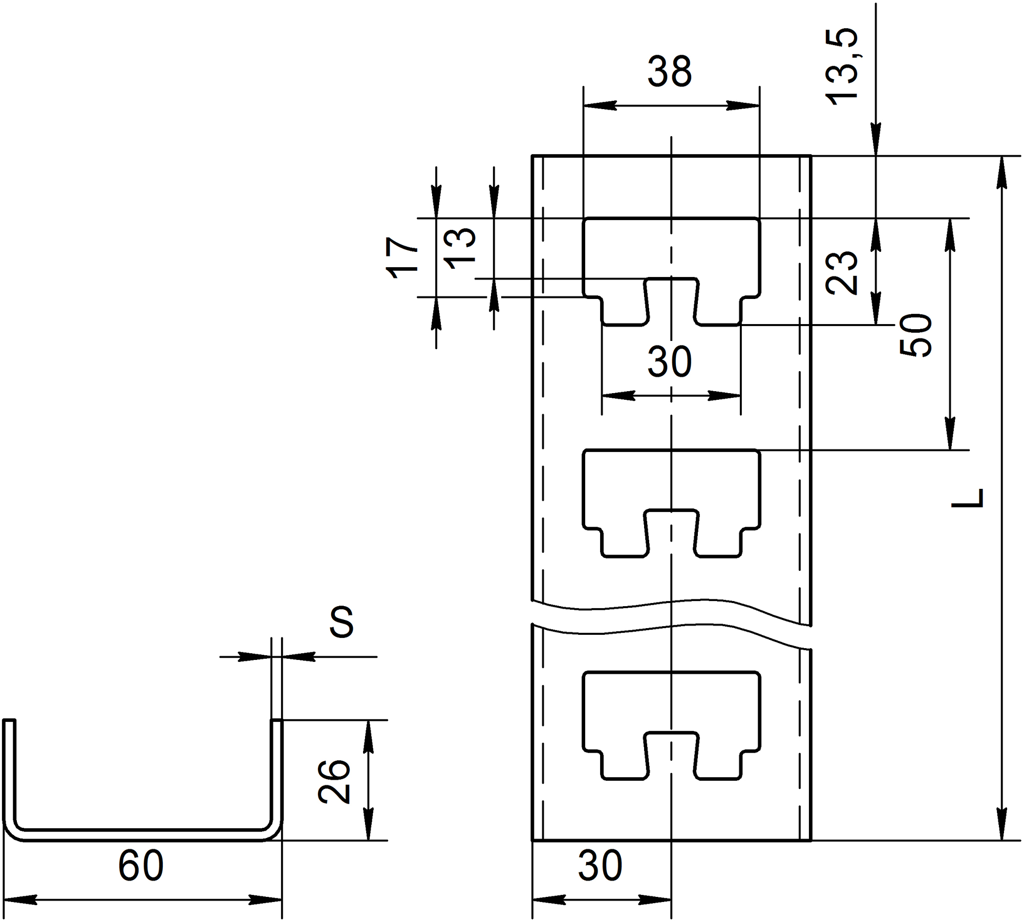 Стойка кабельная К1150ц УТ 1,5 (L=400мм, s=2,5мм) СОЭМИ Н0111211611