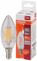 Лампа светодиодная LED 6Вт E14 CLB75 тепло-бел, Filament прозр.свеча OSRAM LEDVANCE 4058075217805
