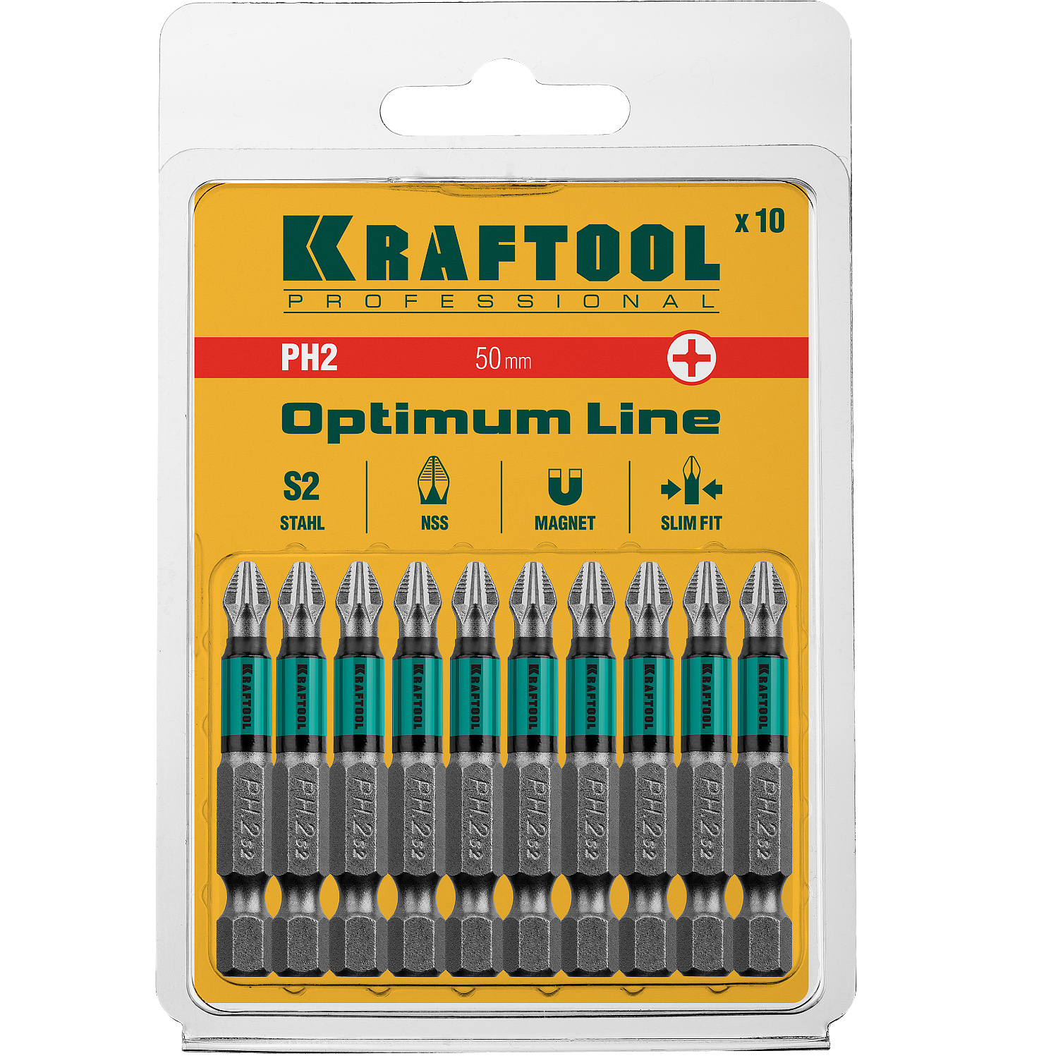 Биты Optimum Line PH2 50 мм 10 шт. KRAFTOOL 26122-2-50-10
