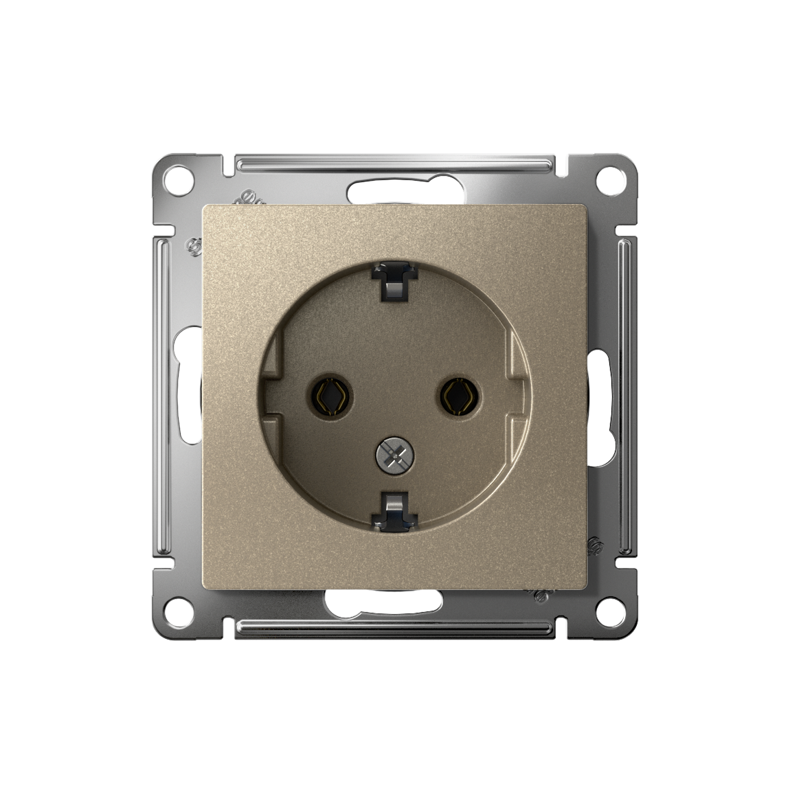 Розетка ATLASDESIGN с заземлением 16А механизм шампань Systeme Electric ATN000543