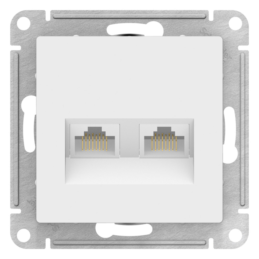ATLASDESIGN РОЗЕТКА двойная компьютерная RJ45+RJ45, кат.5Е, механизм, ЛОТОС Systeme Electric ATN001385
