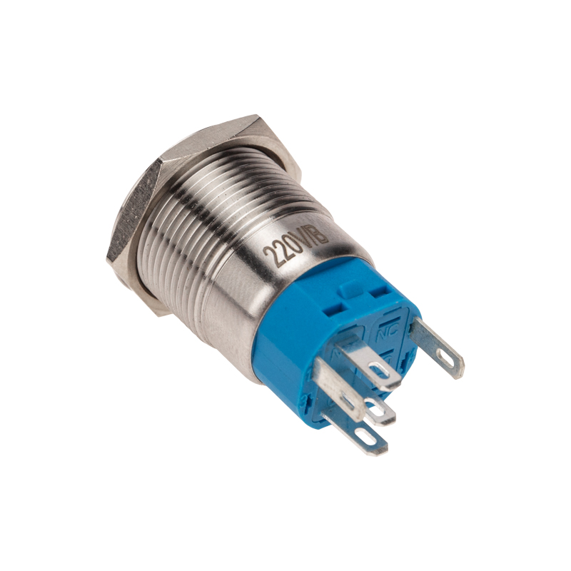 Кнопка антивандальная 19 250В Фикс (5с) ON-OFF/O FF-ON подсв/синяя REXANT 36-3441