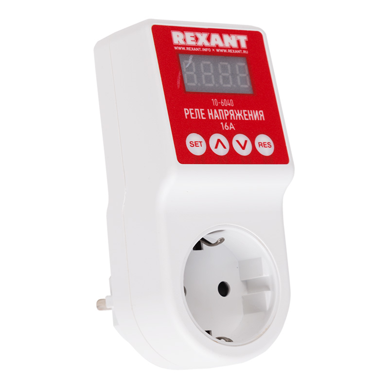 Реле напряжения вилка-розетка c дисплеем 16А REXANT 10-6040