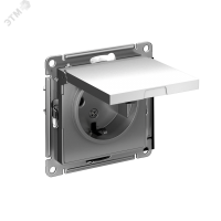 Розетка ATLASDESIGN с заземлением со шторками с крышкой 16А IP20 механизм сталь Systeme Electric ATN000946