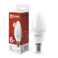 Лампа светодиодная LED-СВЕЧА-VC 6Вт 230В Е14 4000К 570Лм IN HOME IN-HOME 4690612020396