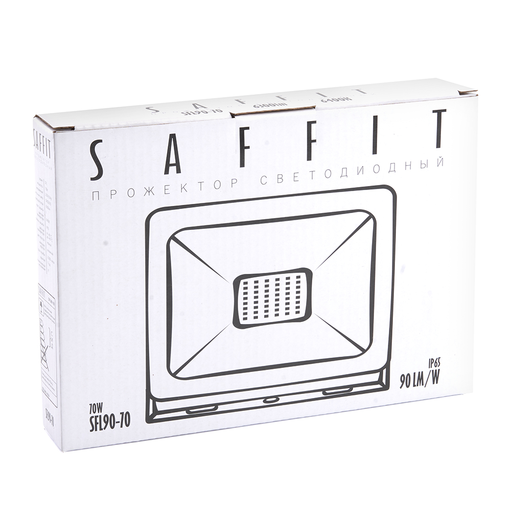 Прожектор светодиодный ДО-70w 6400К 6300Лм IP65 черный SAFFIT SFL90-70 55176