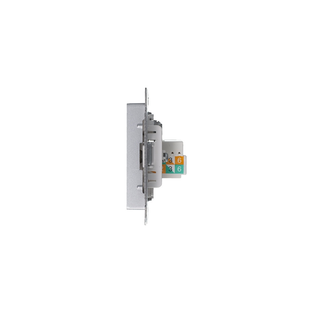Розетка ATLASDESIGN двойная компьютерная+ТВ RJ45+TV категория 5E механизм алюминий Systeme Electric ATN000389