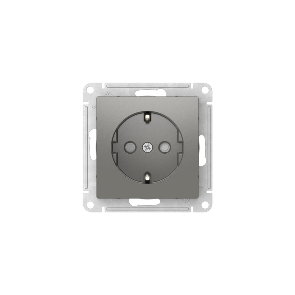 ATLASDESIGN РОЗЕТКА с заземлением со шторками, 16А, быстрозажимные клеммы, СТАЛЬ Systeme Electric ATN000945S